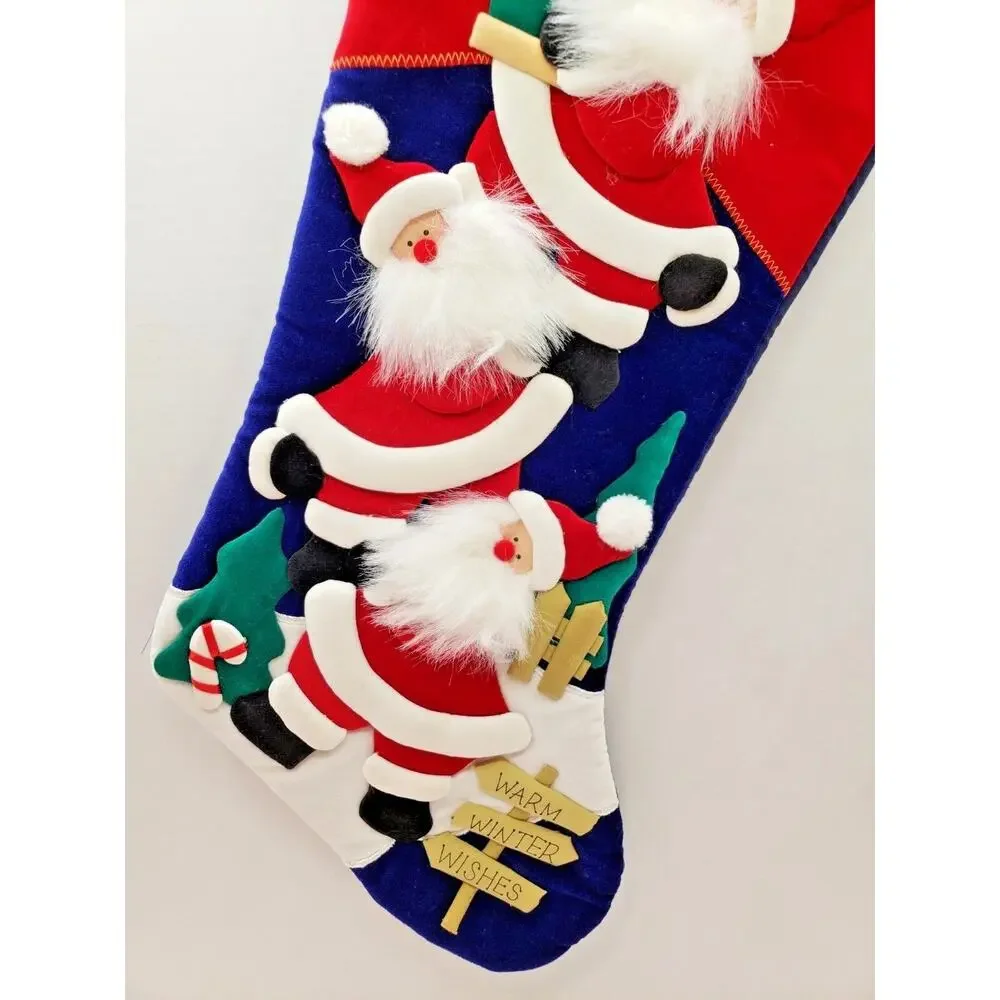 Christmas Stocking Foam Filled Padded Santa Claus Warm Winter Wishes 18